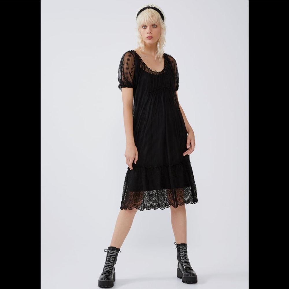 NWT ZARA BLACK Mini Dress M Short Sleeve